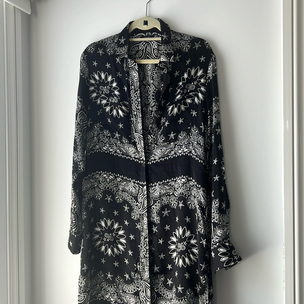 Amiri woman’s silk black bandana print dress x small